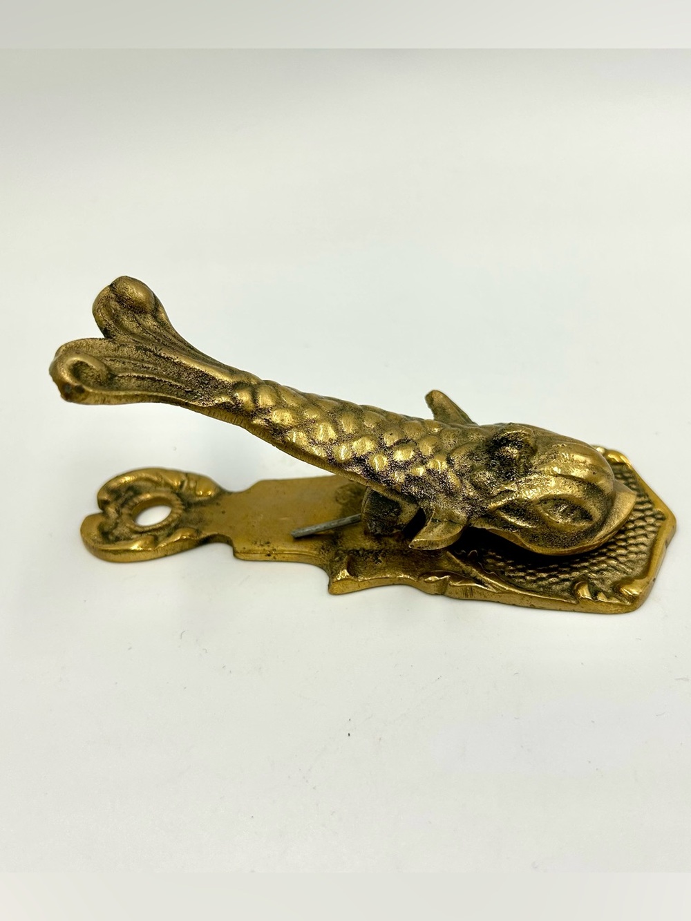 MCM Brass Fish Wall Hanging Letter Clip Vintage Koi Dolphin Paper Organizer